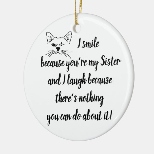 日カスタムおもしろい姉妹引用文かわいいウインキング猫 セラミックオーナメント (左)