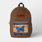 日カスタム入り混エレガントぜブラウンレザー プリントバックパック (正面)