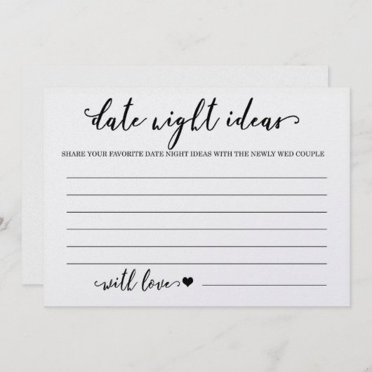 日カスタム夜アイディアカードブライダルシャワーゲーム (正面/裏面)