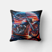 日カスタム没のアメリカ国旗を持つオートバイ クッション (裏面)