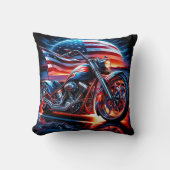 日カスタム没のアメリカ国旗を持つオートバイ クッション (正面)