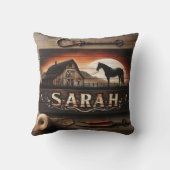 日カスタム没の馬と納屋の木の看板 クッション (裏面)