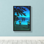 日カッコいい月の入った夜門海の河瀬蓮井 キャンバスプリント (インサイチュ (ウッドフロア))