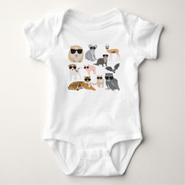 日カッコいい照おもしろい眼鏡 ベビーボディスーツ