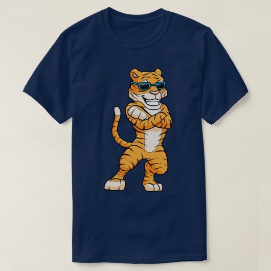 日カッコいい眼鏡の虎 Tシャツ (デザイン正面)