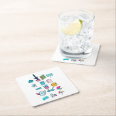 日カラフル々のアイテムを取り上げる抽象芸術アイコン スクエアペーパーコースター (インサイチュ)