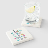 日カラフル々のアイテムを取り上げる抽象芸術アイコン ストーンコースター (横)