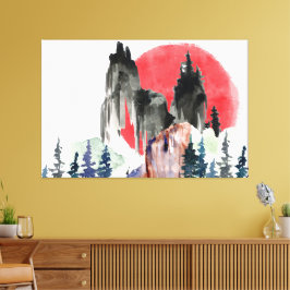 日カラフルの入りアートワーク キャンバスプリント