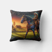 日カラフルの入り鮮やかの馬 クッション (裏面)