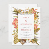 日カラフル付を除く熱帯雨露の結婚式 案内ポストカード (正面/裏面)
