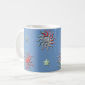 日カラフル星デザイン コーヒーマグカップ (正面左)