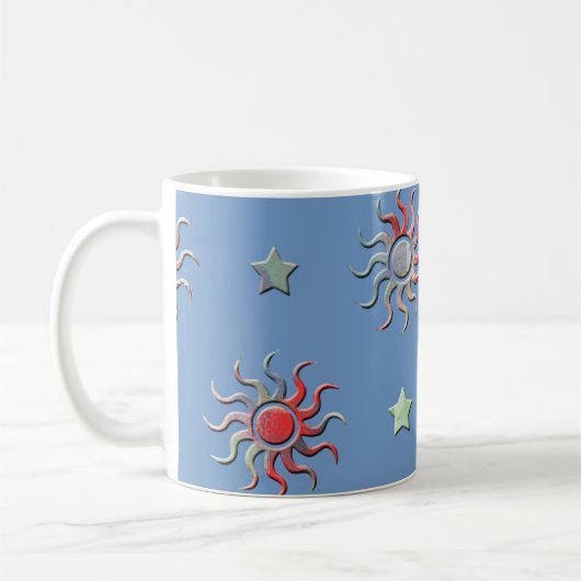 日カラフル星デザイン コーヒーマグカップ (左)