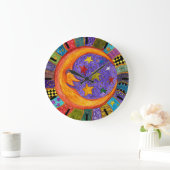 日カラフル月・星時計 ラージ壁時計 (ホーム)