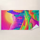 日カラフル没ビュー ビーチタオル (正面)