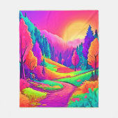 日カラフル没ビュー フリースブランケット (正面)