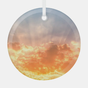 日カラフル没：炎々とした空の夕暮れ。 ガラスオーナメント