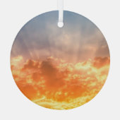 日カラフル没：炎々とした空の夕暮れ。 ガラスオーナメント (裏面)