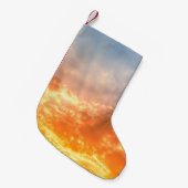 日カラフル没：炎々とした空の夕暮れ。 スモールクリスマスストッキング (正面 (吊り時))