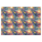 日カラフル照付き木の中の鳥 | テーブルクロス (正面(横))