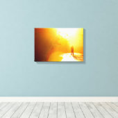 日キスをする光の中でカップル キャンバスプリント (インサイチュ (ウッドフロア))