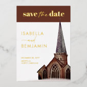 日クラシカル付を除く教会の宗教的な結婚式 箔招待状 (正面)