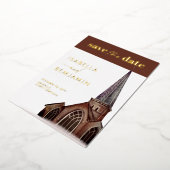 日クラシカル付を除く教会の宗教的な結婚式 箔招待状 (回転した状態)