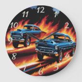 日クラシックの入り時に炎を上げる熱棒 ラージ壁時計 (正面)