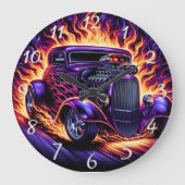 日クラシック改造の入り時に炎を上げる ラージ壁時計 (正面)