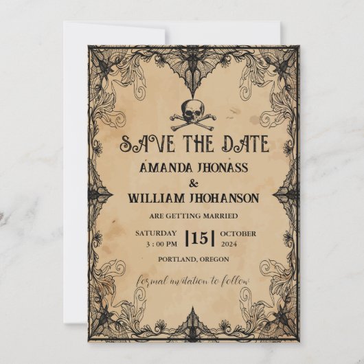 日クール付結婚を除くゴシック様式のヴィンテージ 招待状 (正面)