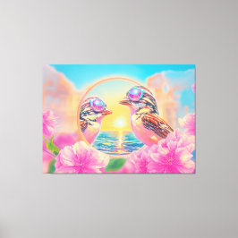 日クール没のサングラスを持つ鳥 キャンバスプリント