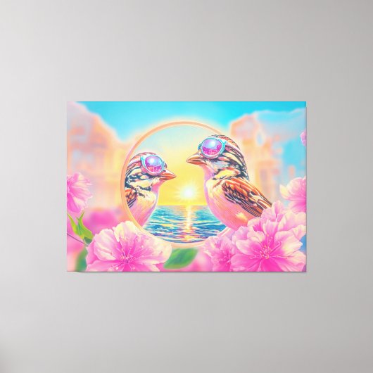 日クール没のサングラスを持つ鳥 キャンバスプリント (正面)