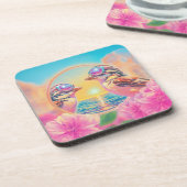 日クール没のサングラスを持つ鳥 コースター (左側)