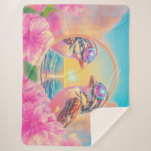 日クール没のサングラスを持つ鳥 シェルパブランケット (正面)