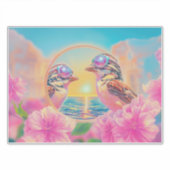 日クール没のサングラスを持つ鳥 シール (正面)