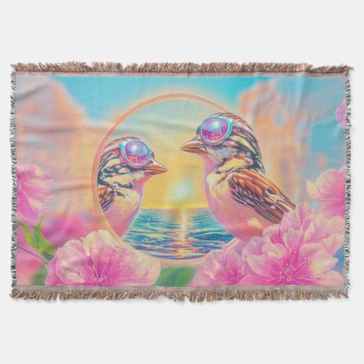 日クール没のサングラスを持つ鳥 スローブランケット (正面)