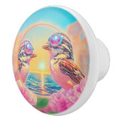 日クール没のサングラスを持つ鳥 セラミックノブ (右)