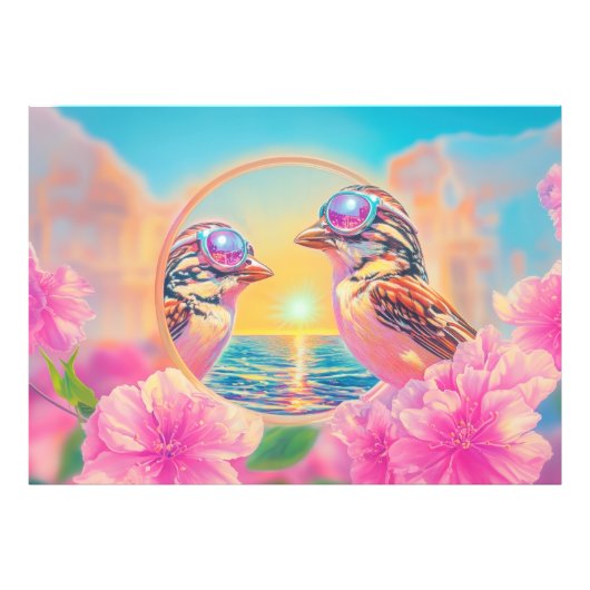 日クール没のサングラスを持つ鳥 フォトプリント            (正面)