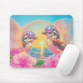 日クール没のサングラスを持つ鳥 マウスパッド (マウス)