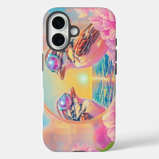 日クール没のサングラスを持つ鳥 Case-Mate iPhoneケース (裏面)