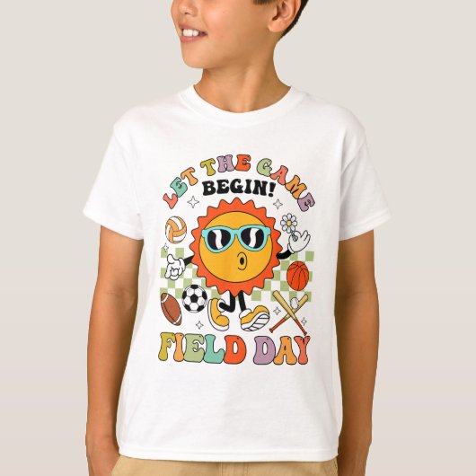 日ゲームを開始先生キッズフィールド日20 Tシャツ (正面)
