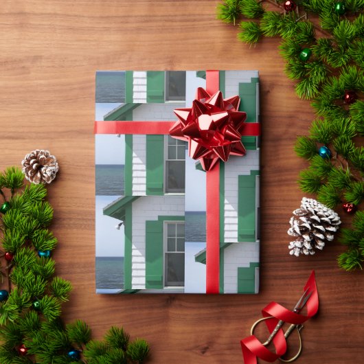 日コテージ包装紙「グリーンエンビー」 ラッピングペーパー (クリスマスギフト)