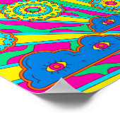 日サイケデリック雲と花 ポスター (角)