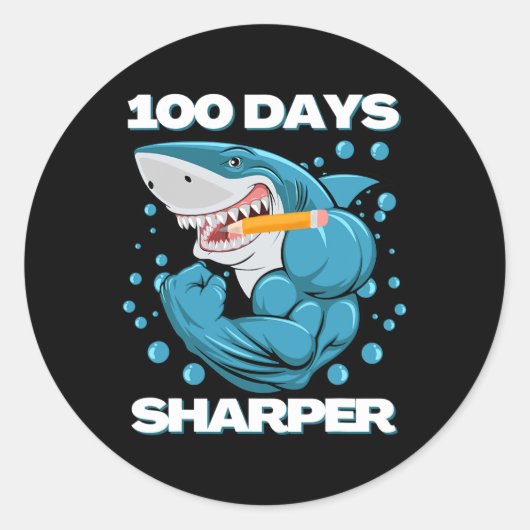 日シャーパーシャークおもしろい100日の学校 ラウンドシール (正面)