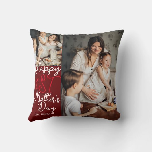 日シンプルとシックな最初の母のギフトフォトコラージュ クッション (裏面)