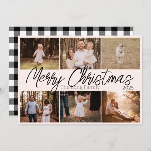 日シンプルブラックフォトファミリークリスマスカード シーズンカード (正面/裏面)