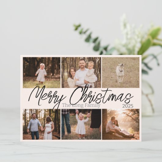 日シンプルブラックフォトファミリークリスマスカード シーズンカード (スタンド正面)