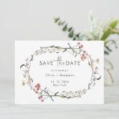 日シンプル付けミニマルを保存するワイルドフラワー結婚式 招待状 (スタンド正面)