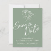 日シンプル付を除くワイルドフラワーグリーン白 マグネット招待状 (正面)