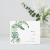 日シンプル付を除く熱帯の葉の結婚式 ポストカード (スタンド正面)