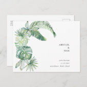 日シンプル付を除く熱帯の葉の結婚式 ポストカード (正面/裏面)